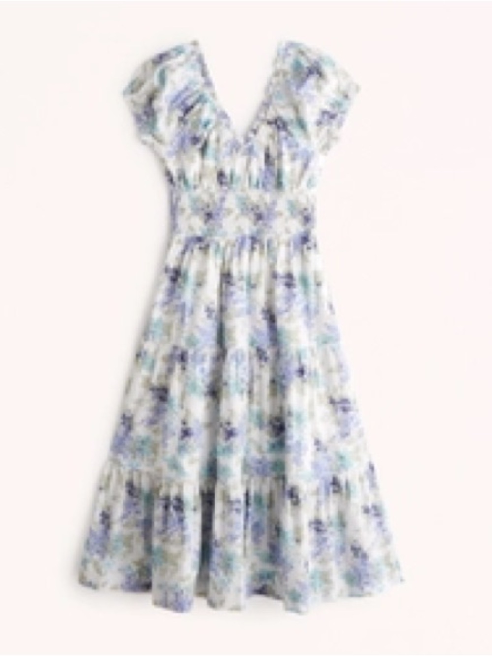 Abercrombie Cap Sleeve Smocked Waist Midi Dress - Picture 2 of 2